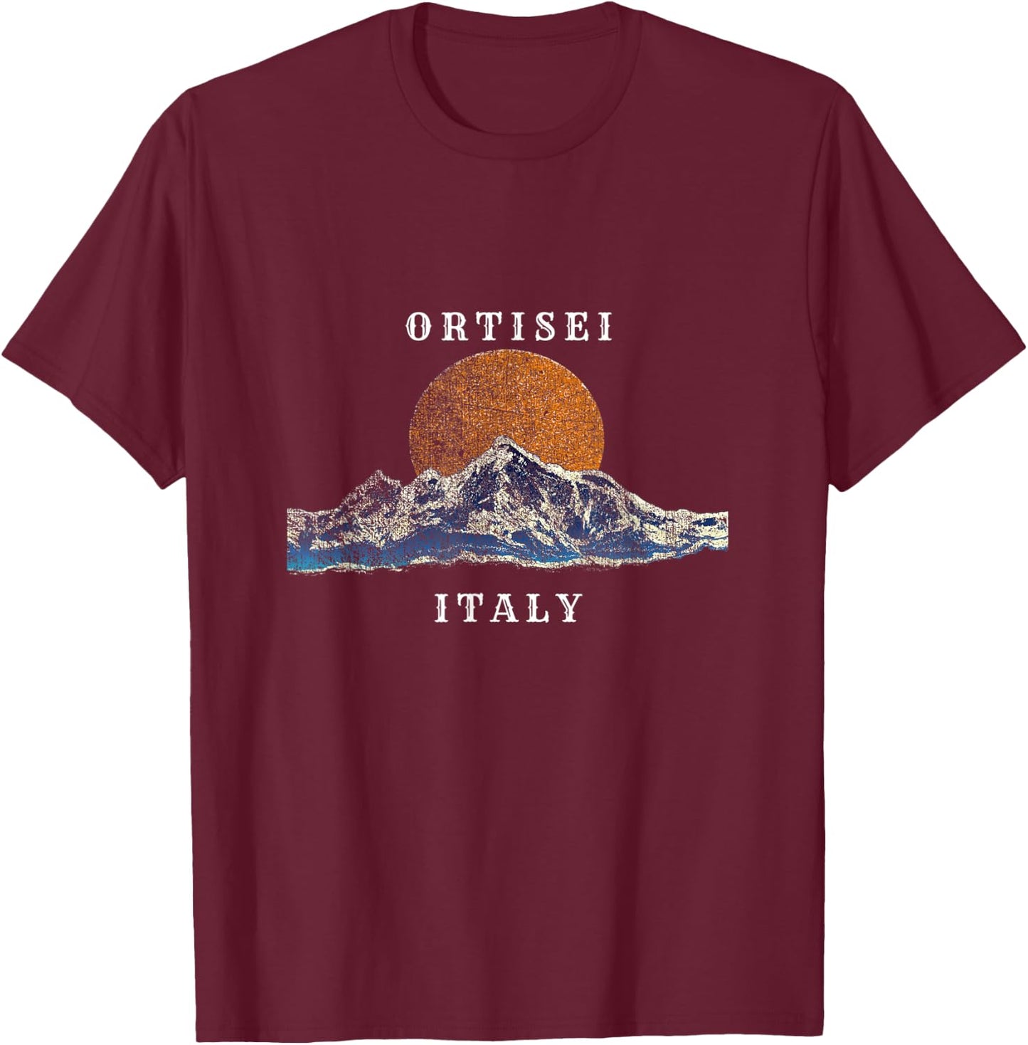 Mountains of Ortisei Italy T-Shirt - T-Shirt | Maroon