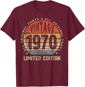 Birthday Gift - All Original Parts - Born 1970 T-Shirt - T-Shirt | Maroon