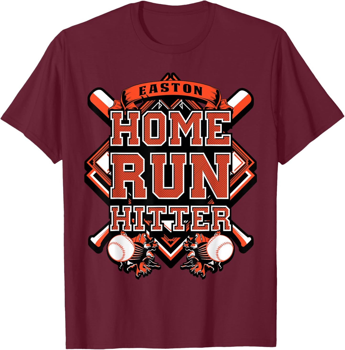 Baseball Shirt Custom Name Easton Youth Birthday Boy Gift T-Shirt - T-Shirt | Maroon
