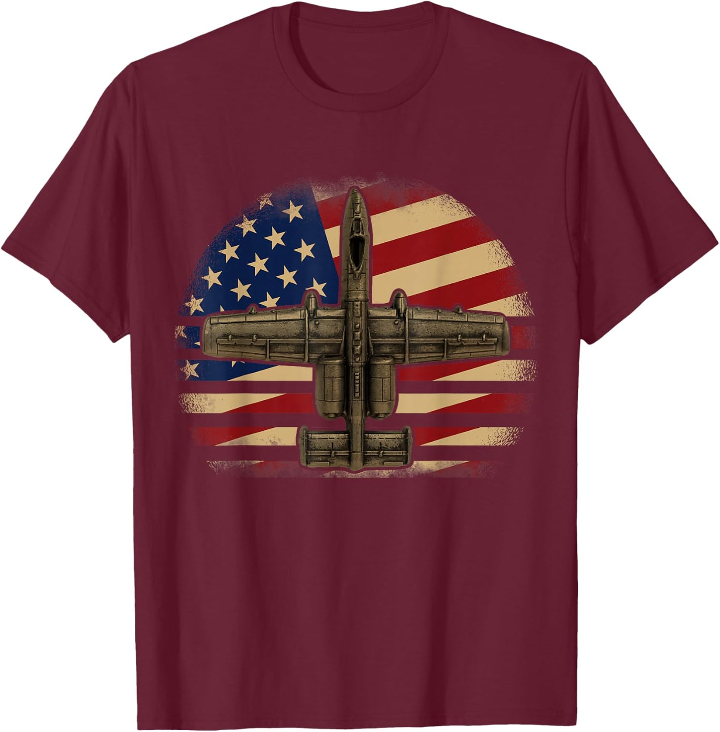 A-10 Warthog Shirts Military Fighter Jet USA Flag T-Shirt - T-Shirt | Maroon