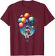 Astronaut Holding Planet Balloons Boy Girl Kids STEM T-Shirt - T-Shirt | Maroon