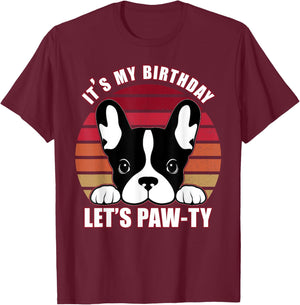 French Bulldog It's My Birthday Let's Pawty Girls T-Shirt - T-Shirt | Maroon