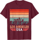 Los Angeles USA Retro Vintage Sunset Skyline Los Angeles T-Shirt - T-Shirt | Maroon