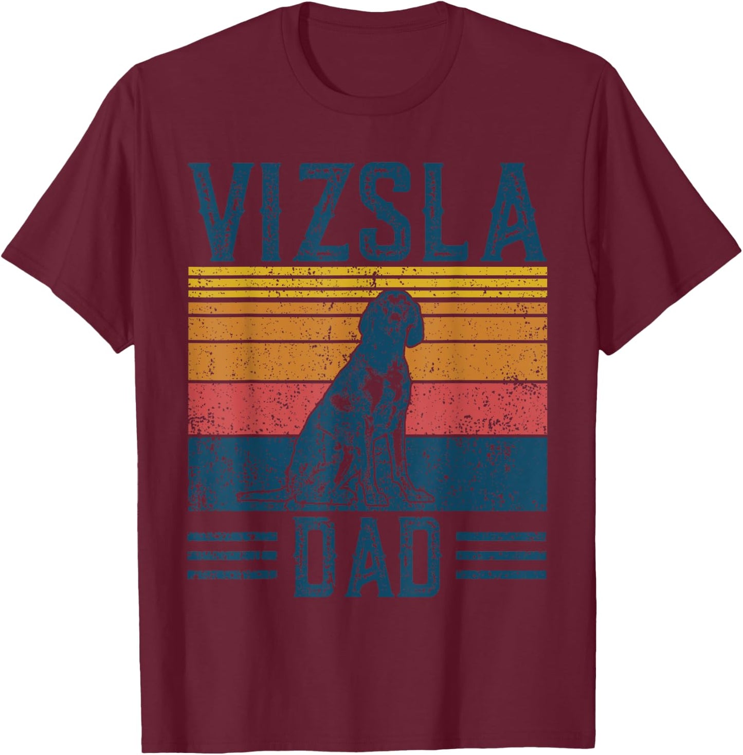 Vizsla Dad - Vintage Hungarian Vizsla Papa T-Shirt - T-Shirt | Maroon