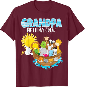 Noah's Ark Birthday Party Grandpa Birthday Crew Toddler Bday T-Shirt - T-Shirt | Maroon
