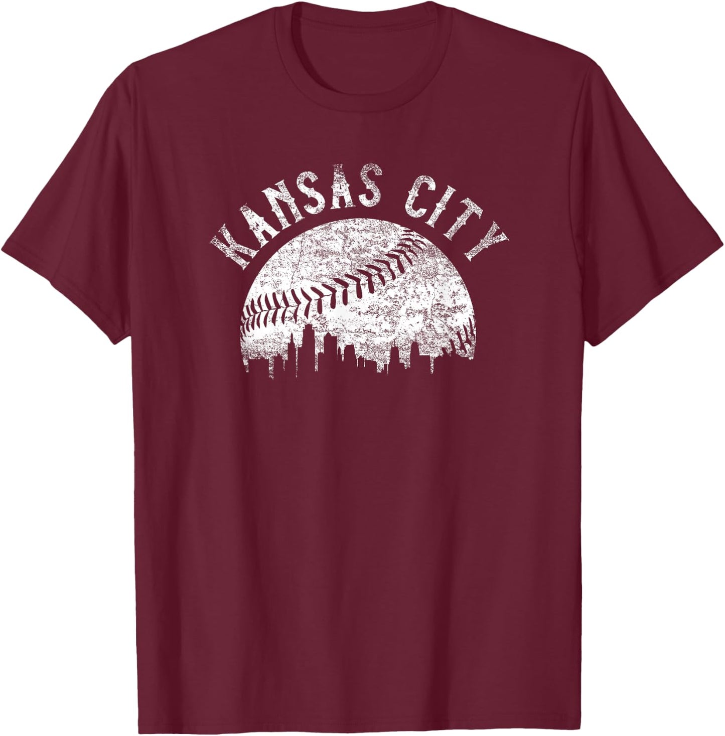 Vintage Kansas City Missouri Skyline Apparel T-Shirt - T-Shirt | Maroon