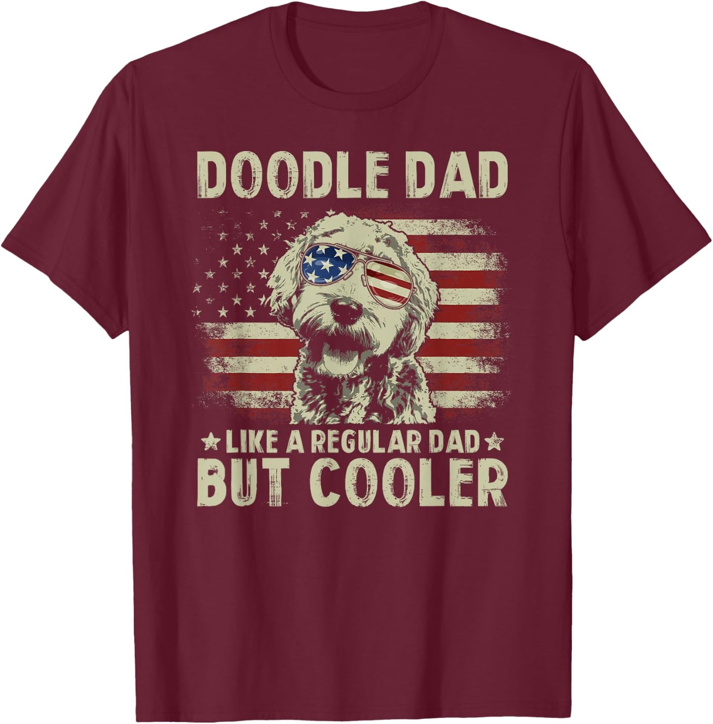 Vintage USA Flag Goldendoodle Doodle Dad Fathers Day Men T-Shirt - T-Shirt | Maroon