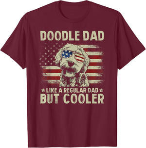 Vintage USA Flag Goldendoodle Doodle Dad Fathers Day Men T-Shirt - T-Shirt | Maroon