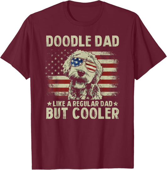 Vintage USA Flag Goldendoodle Doodle Dad Fathers Day Men T-Shirt - T-Shirt | Maroon
