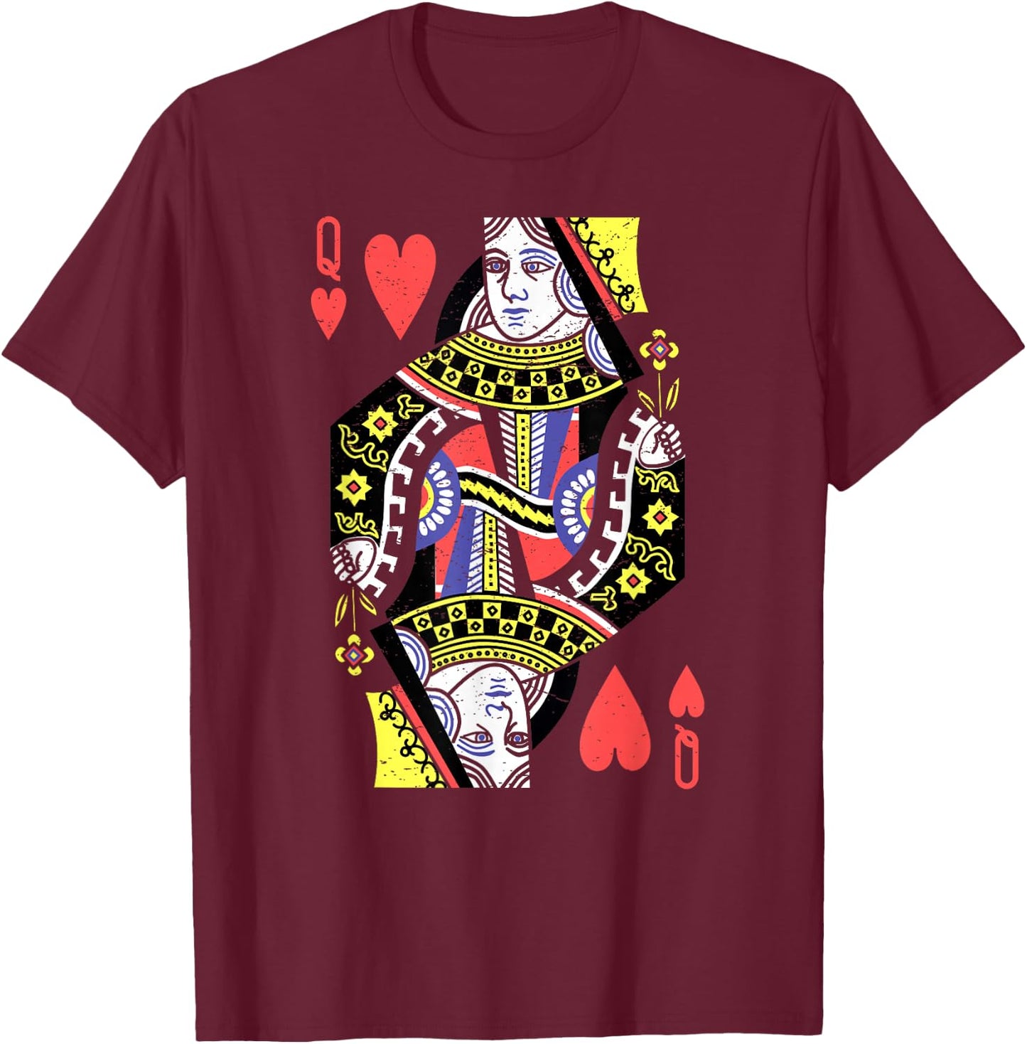 Queen of Hearts Playing Card Halloween Costume Valentine's T-Shirt - T-Shirt | Maroon