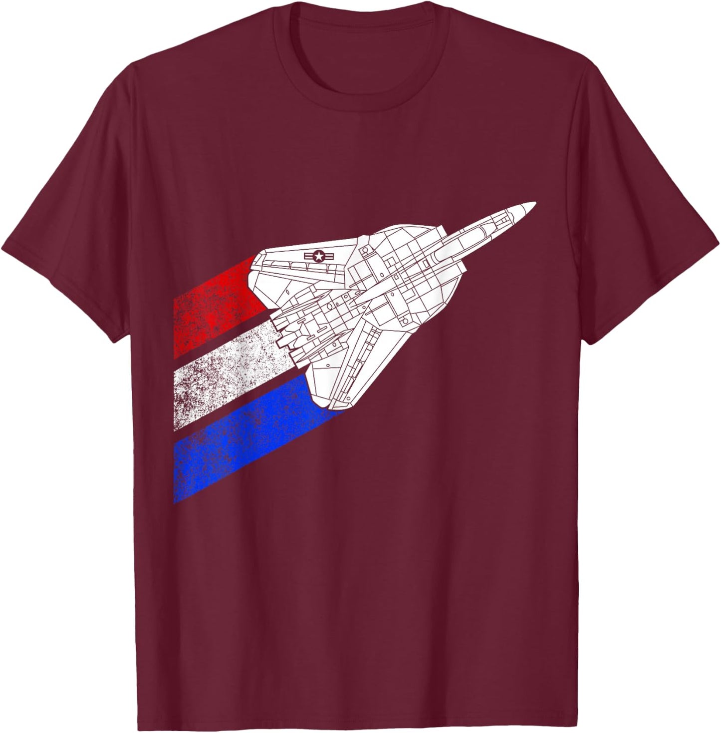 Vintage American Flag F14 Tomcat Airplane Schematic F-14 Jet T-Shirt - T-Shirt | Maroon