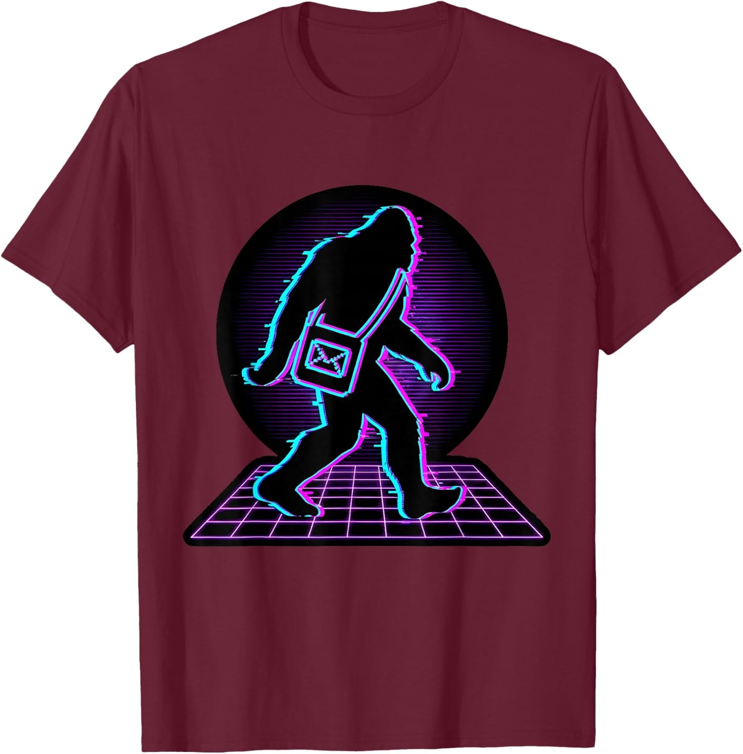 Bigfoot Postal Worker Retro Mail Carrier T-Shirt - T-Shirt | Maroon