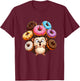 Adorable Hedgehog Surrounded By Colorful Donuts T-Shirt - T-Shirt | Maroon
