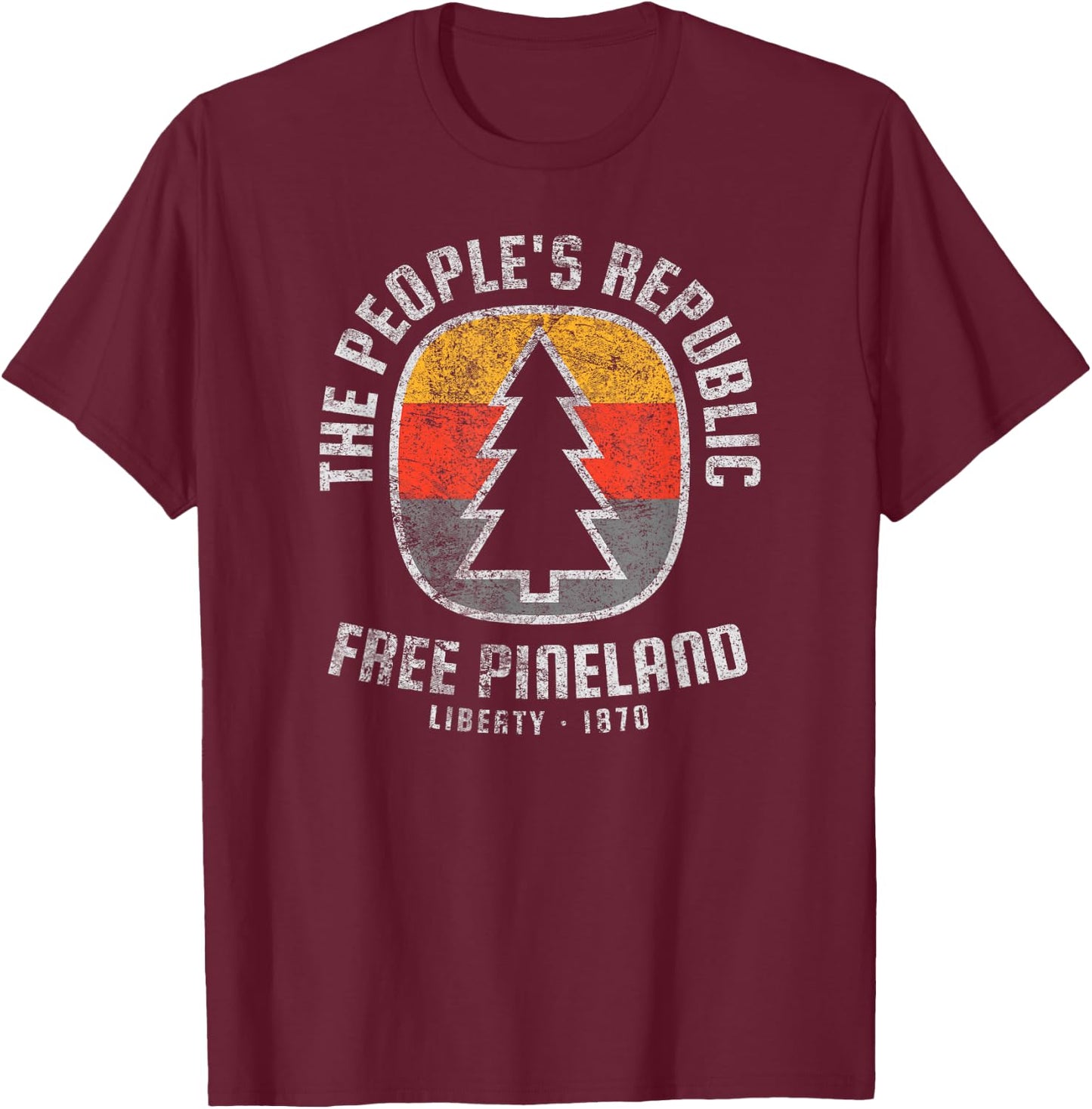 American Marauder: Free Pineland Camping Badge T-Shirt - T-Shirt | Maroon