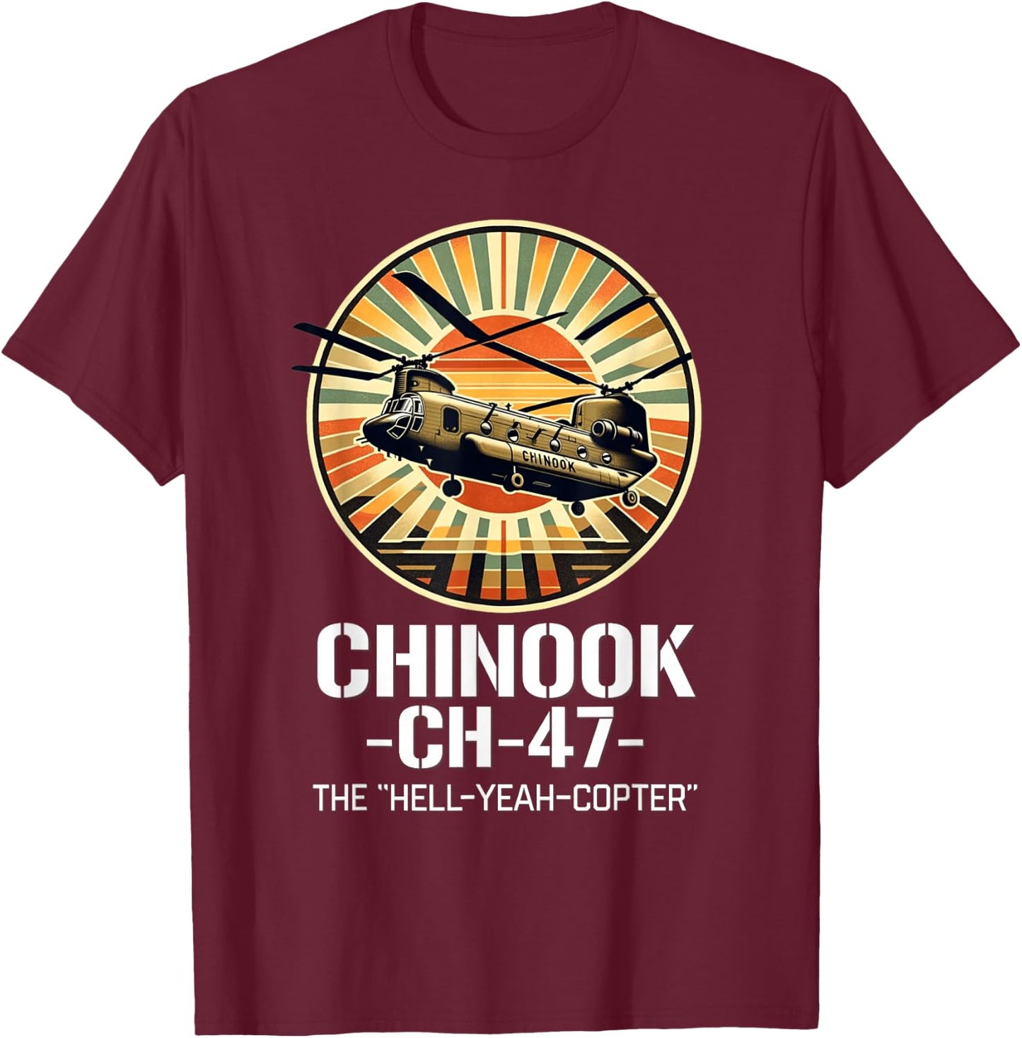 Vintage CH-47 Chinook Military Helicopter T-Shirt - T-Shirt | Maroon