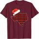 Texas Plaid Christmas Santa Hat Holiday Matching T-Shirt - T-Shirt | Maroon