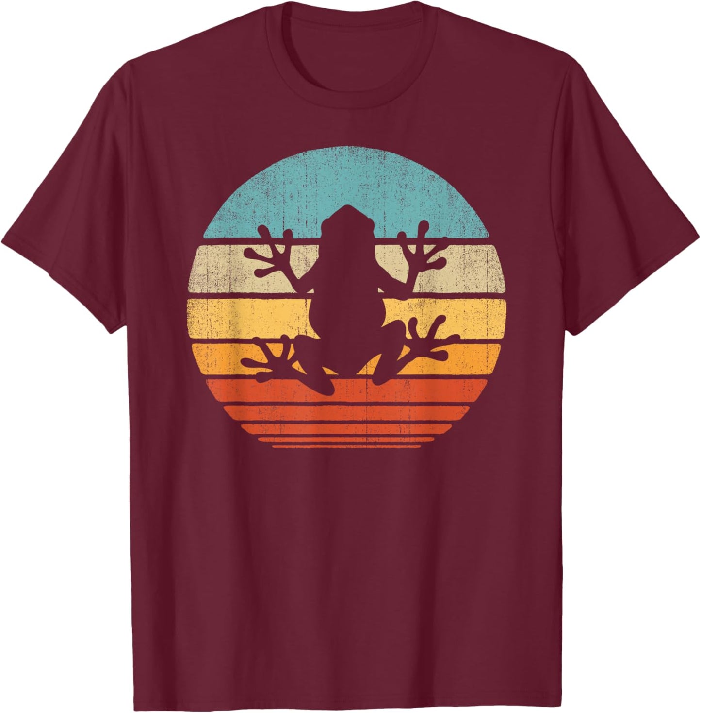 Frog Retro Vintage 60s 70s Sunset Amphibian Animal Men Women T-Shirt - T-Shirt | Maroon