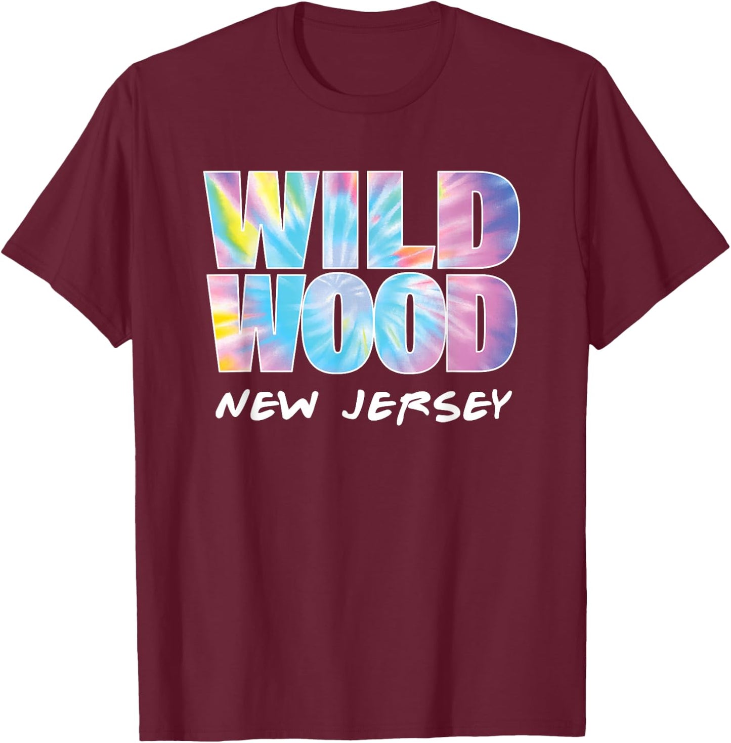Tie Dye Wildwood New Jersey Souvenir for kids boys & girls T-Shirt - T-Shirt | Maroon