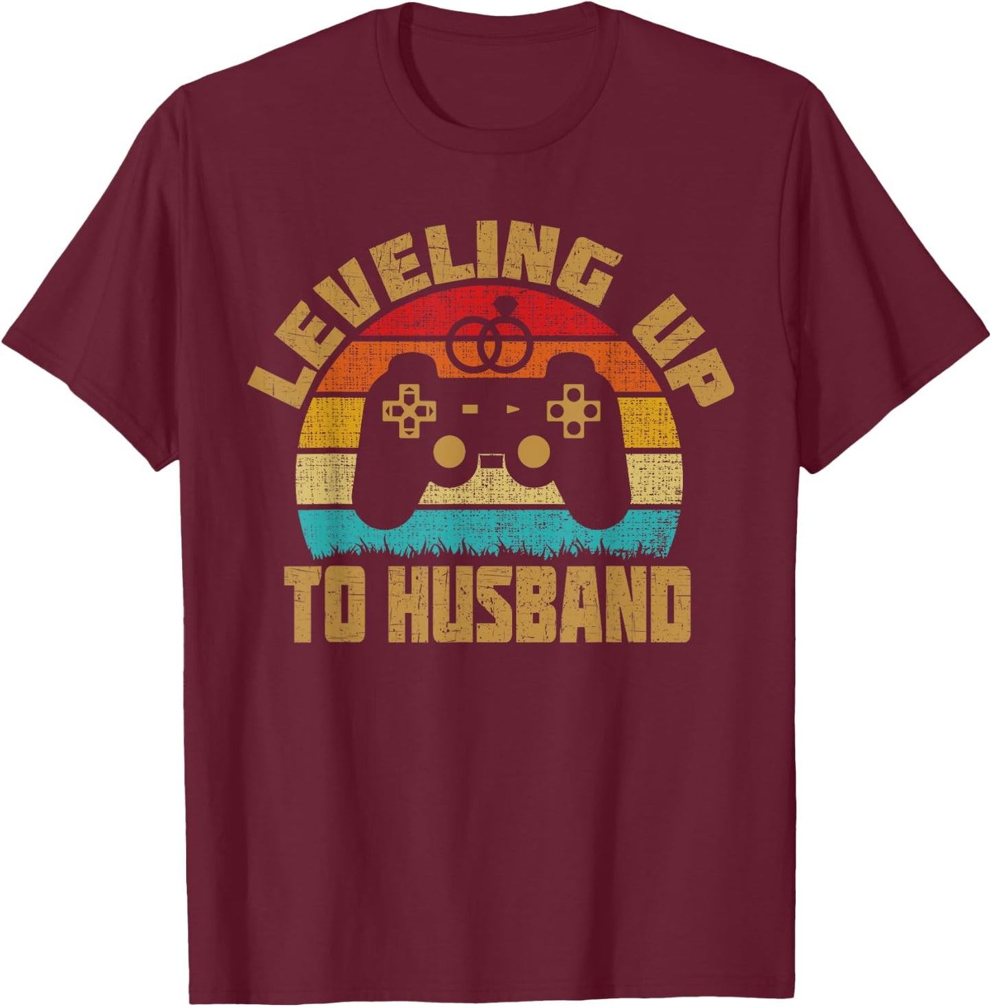 Leveling Up To Husband Newlywed Groom Video Game Lovers T-Shirt - T-Shirt | Maroon