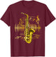 Music Sheet Music Saxophonist Clef Jazz Musician Saxophone T-Shirt - T-Shirt | Maroon