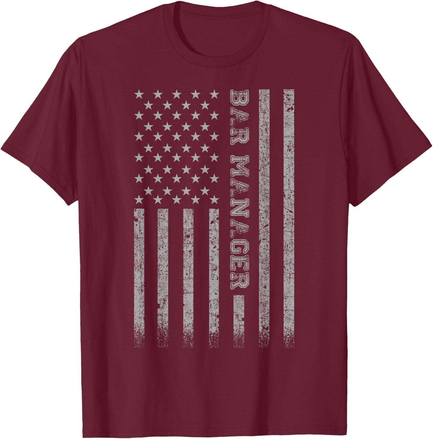 Bar Manager American Flag T-Shirt - T-Shirt | Maroon