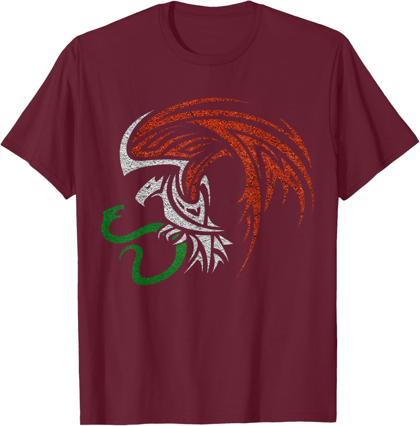 Mexican Eagle Aztec Style - Mexican Coat of Arms Tribal T-Shirt - T-Shirt | Maroon