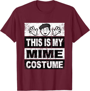 Retro Mime Costume Shirt Boys Mask Lazy Outfit T-Shirt - T-Shirt | Maroon