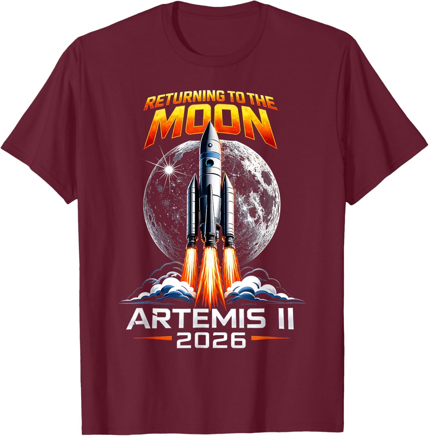 Artemis 2 Astronaut Moon Landing T-Shirt - T-Shirt | Maroon