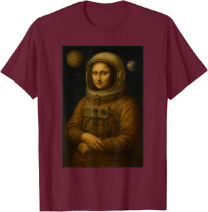 Mona Lisa Astronaut Space Art Aesthetic Cosmic Renaissance T-Shirt - T-Shirt | Maroon