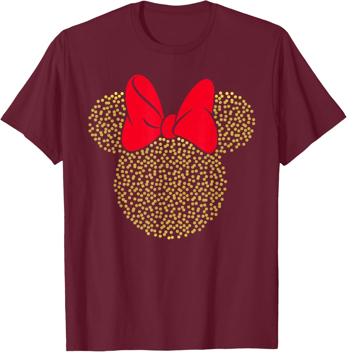 Disney Minnie Mouse Dotted Gold Icon Small T-Shirt - T-Shirt | Maroon