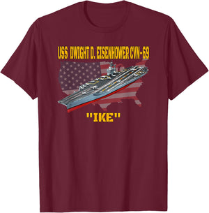 Aircraft Carrier USS Dwight D. Eisenhower CVN-69 Veteran Day T-Shirt - T-Shirt | Maroon