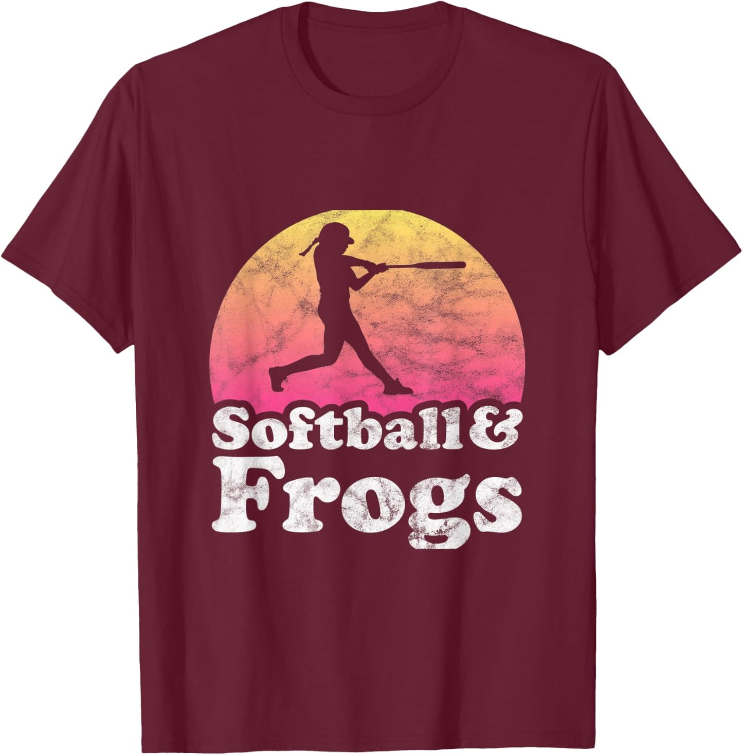 Softball and Frogs Women or Girls Frog T-Shirt - T-Shirt | Maroon