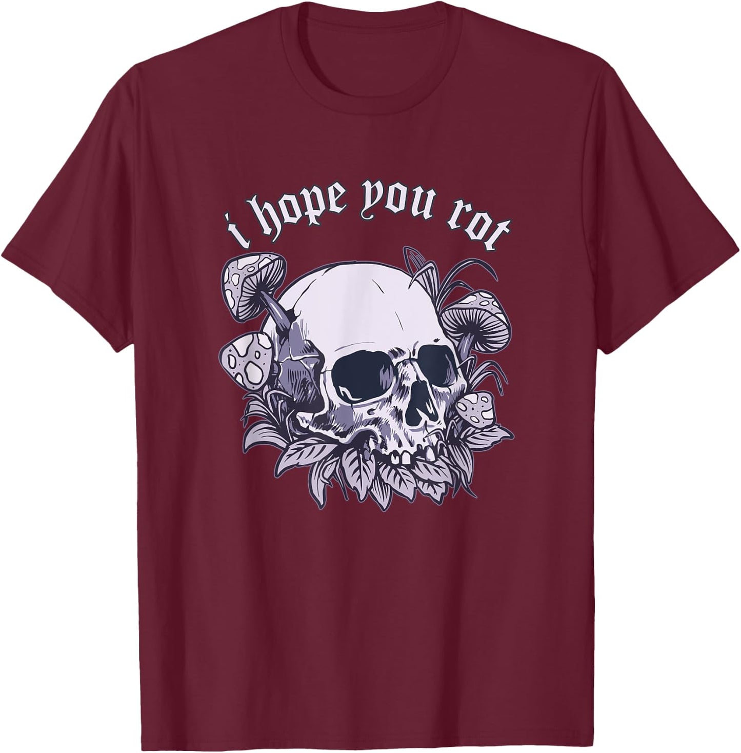 E-Girl Aesthetic Skull Mushroom Edgy Alternative Soft Grunge T-Shirt - T-Shirt | Maroon