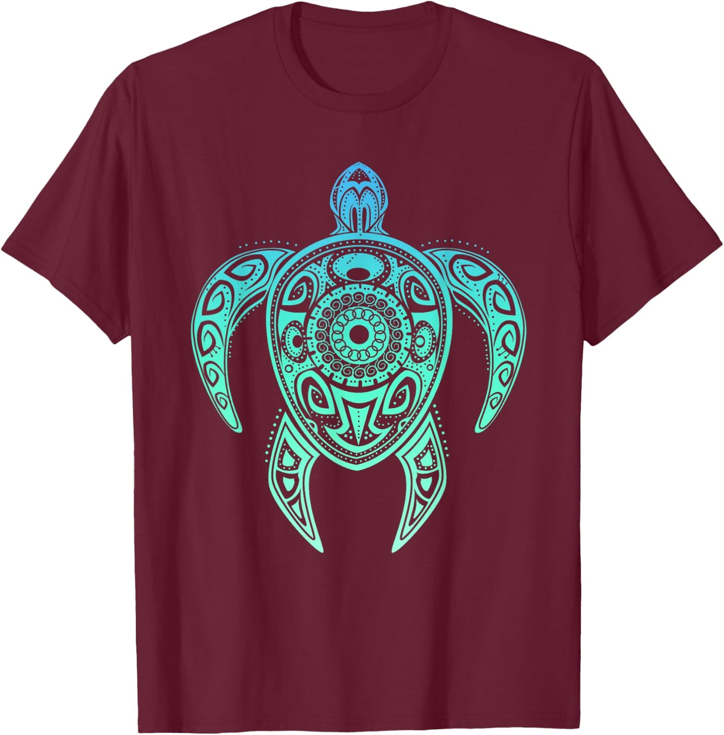 Colorful Turtle Watercolor Maori Ocean Scuba T-Shirt - T-Shirt | Maroon