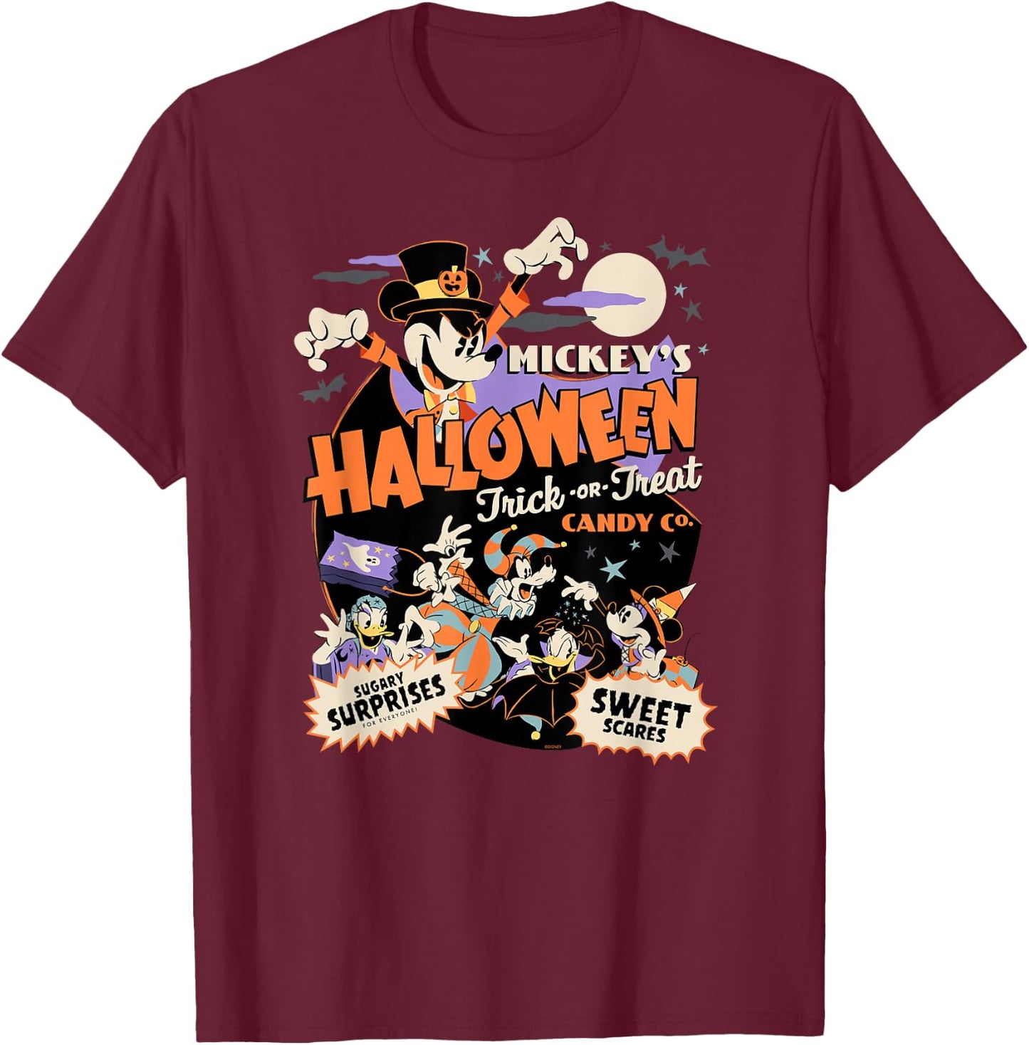 Disney Mickey’s Halloween Trick or Treat Candy Co. Small T-Shirt - T-Shirt | Maroon