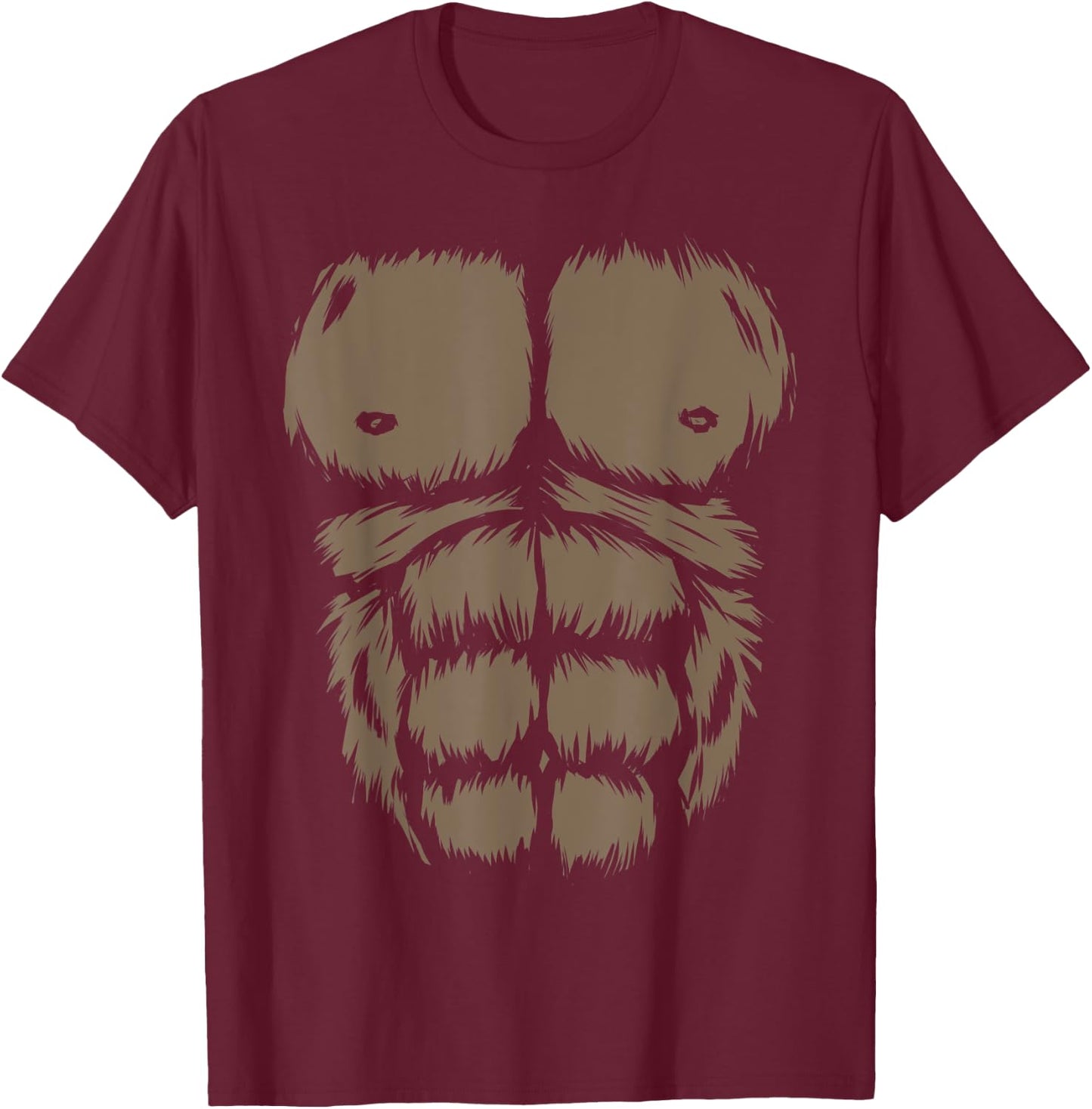 Funny Gorilla Chest Monkey Belly Abs Halloween Costume T-Shirt - T-Shirt | Maroon