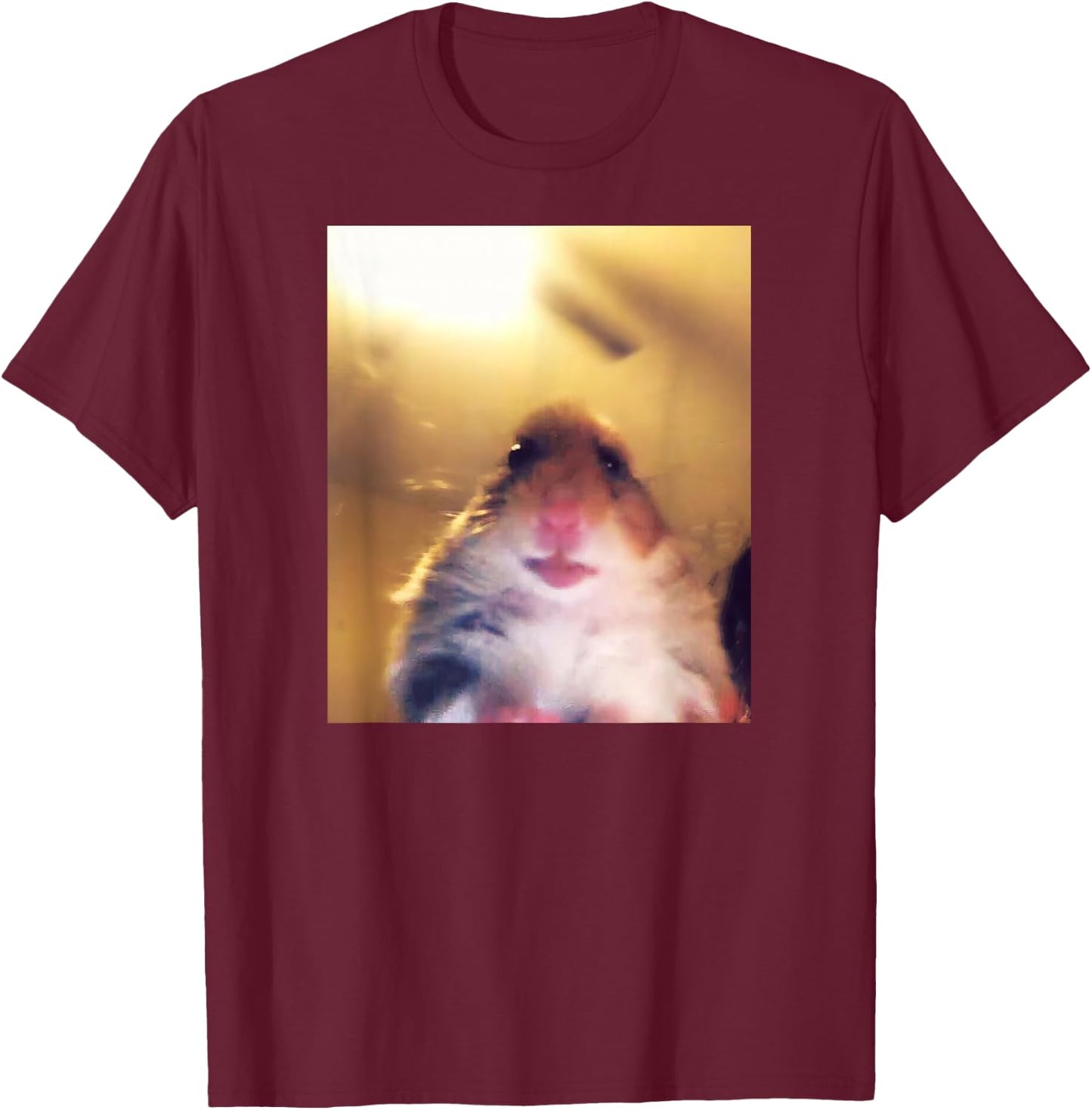 Staring Hamster Meme Front Camera T-Shirt - T-Shirt | Maroon