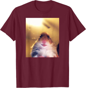 Staring Hamster Meme Front Camera T-Shirt - T-Shirt | Maroon