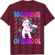 100 Magical Day of School And Still Awesome 100 Days Smarter Unicorn Kids School Shirt Black -Kids Small T-Shirt - T-Shirt | Maroon