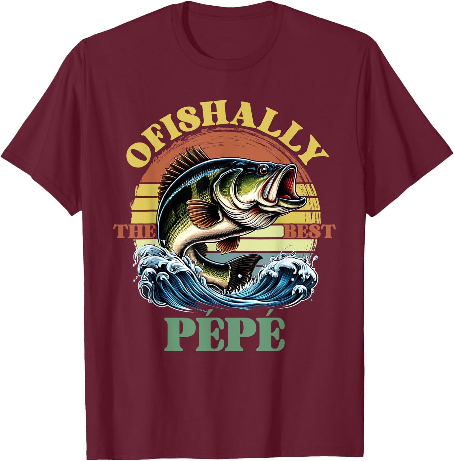 Ofishally The Best Pepe Retro Vintage Bass Fishing T-Shirt - T-Shirt | Maroon