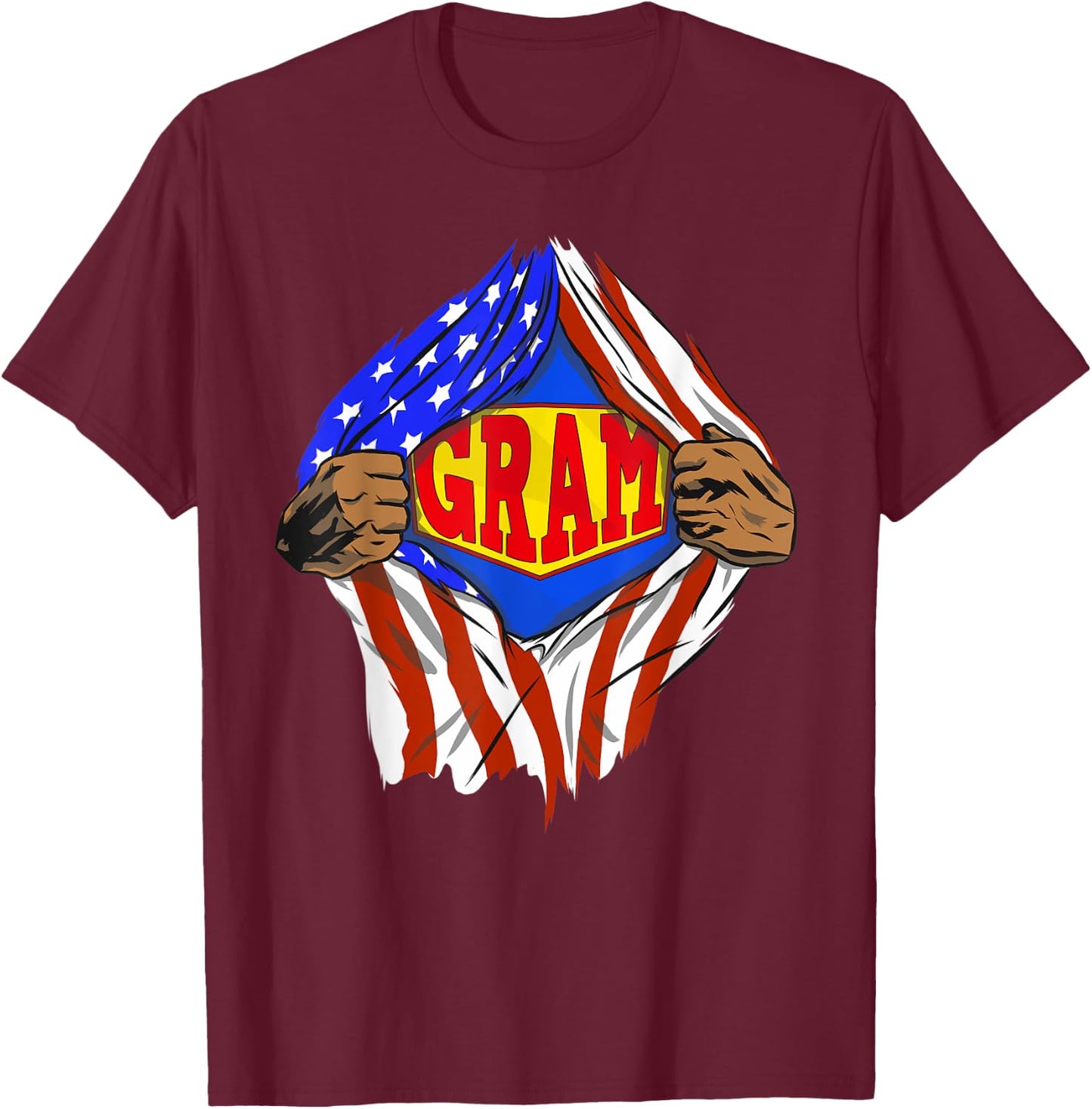 Funny Super Gram Hero Family T-Shirt - T-Shirt | Maroon