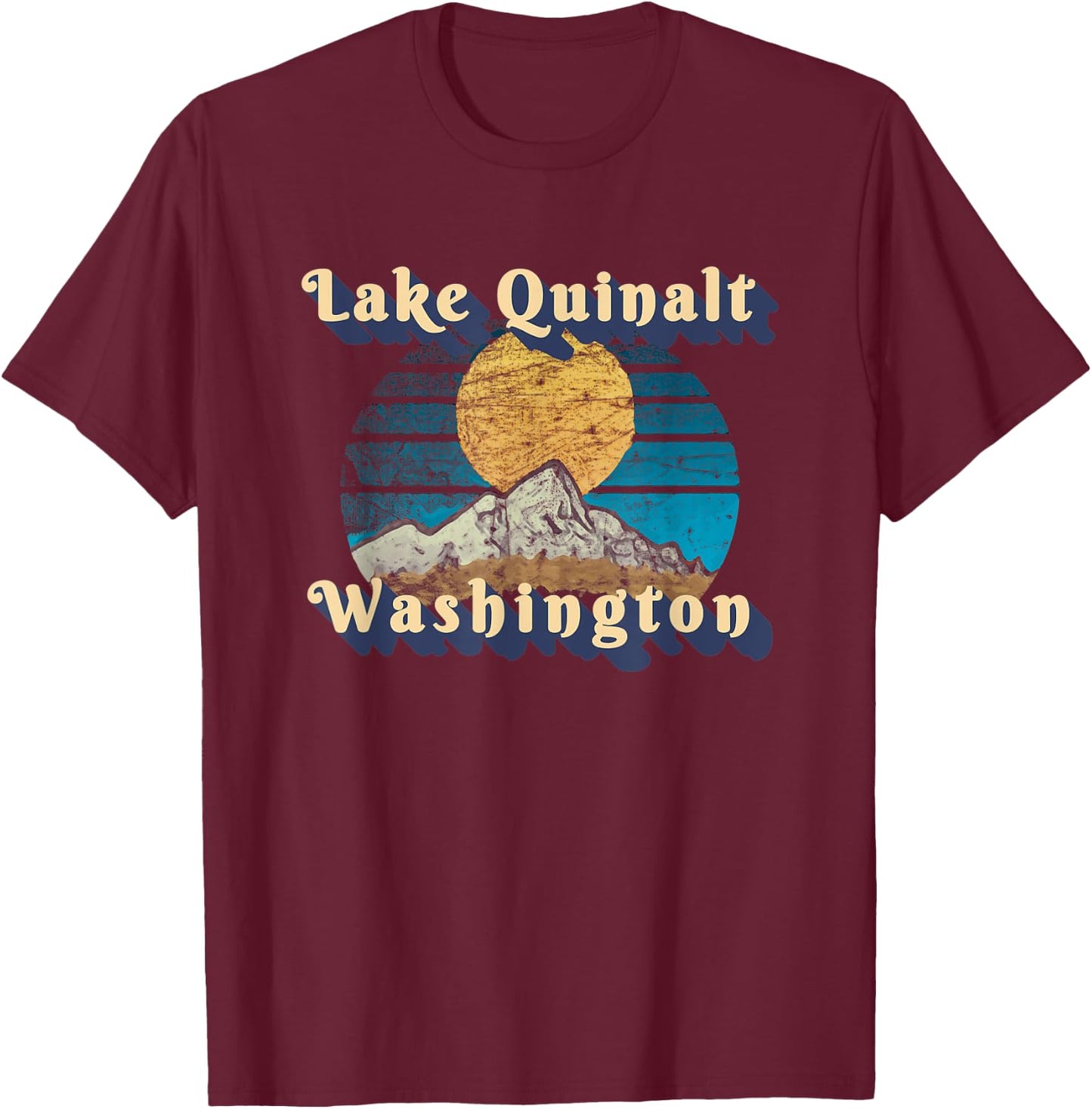Sunset Scenery Lake Quinalt Washington T-Shirt - T-Shirt | Maroon