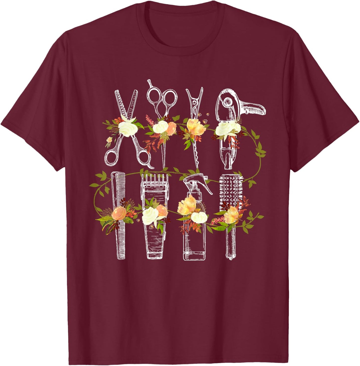 Funny Hair Stylist Tools Gift Hairdresser Women Barber Shop T-Shirt - T-Shirt | Maroon