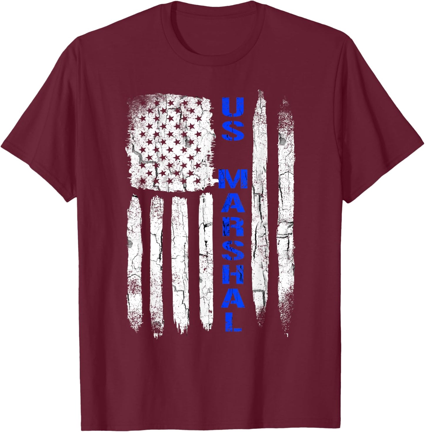 Thin Blue Line Flag American U.S. Marshal Shirt T-Shirt - T-Shirt | Maroon