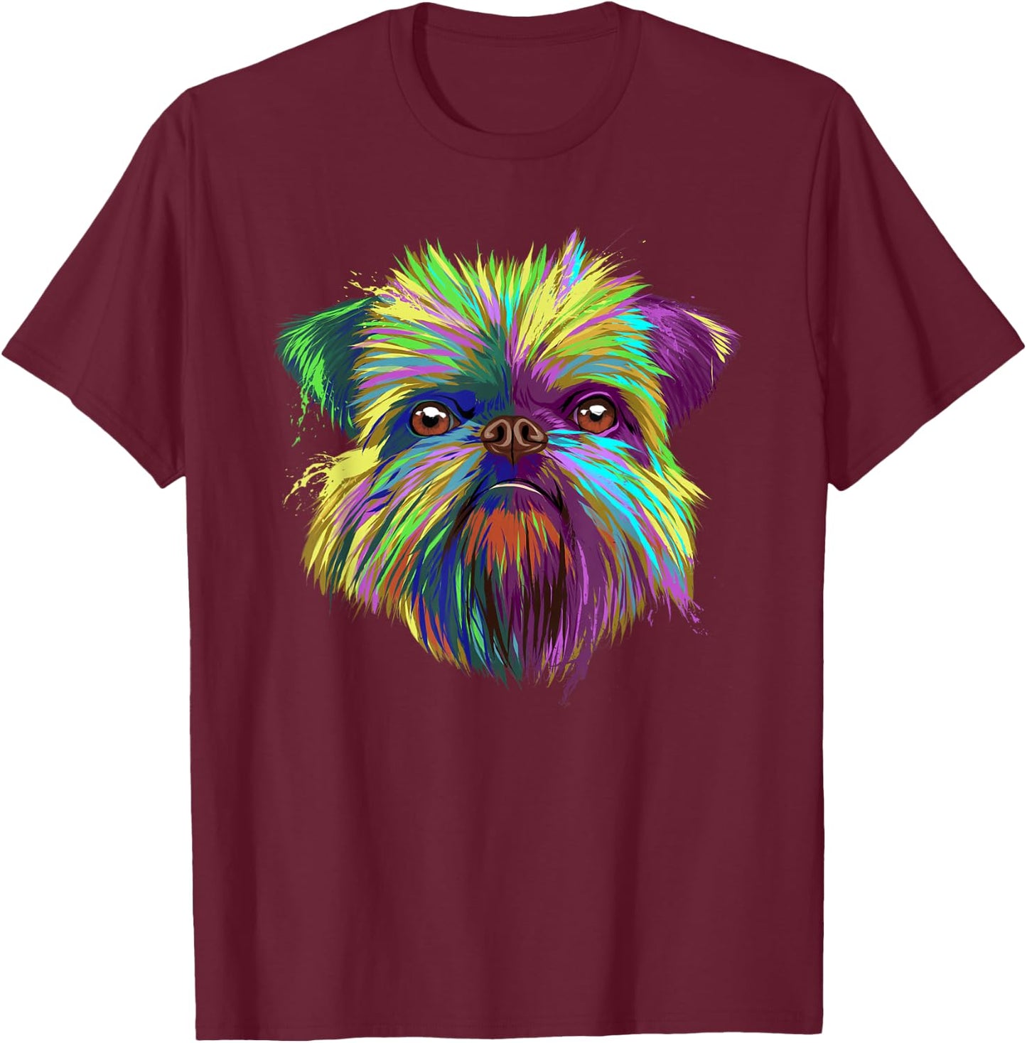 Colourful Dog Brussels Griffon T-Shirt - T-Shirt | Maroon