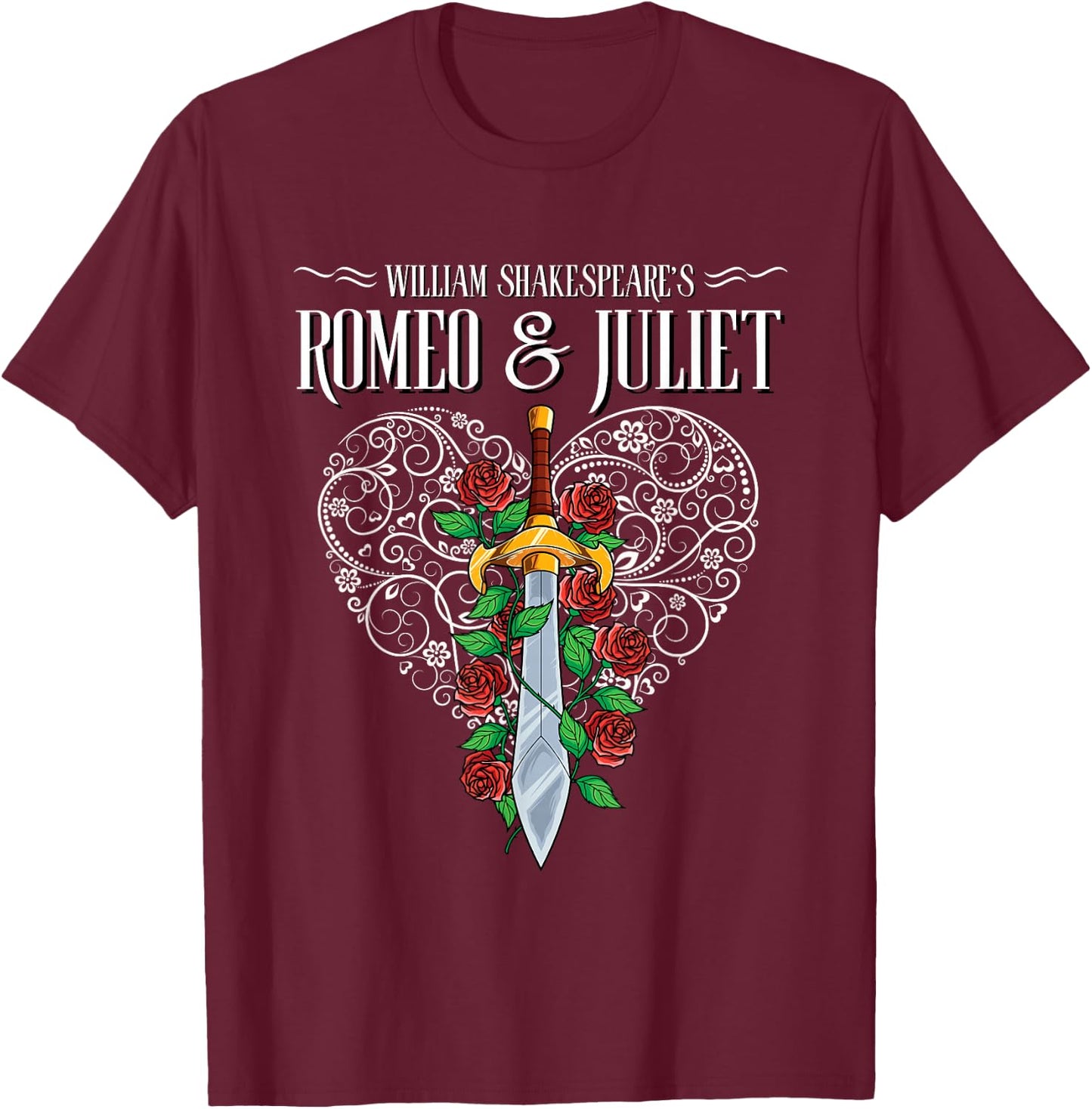 Romeo and Juliet, William Shakespeare, Literature Theatre T-Shirt - T-Shirt | Maroon