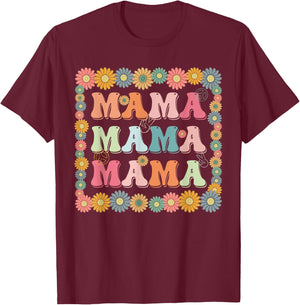 Groovy Mama Family Matching Mother's Day Party Women Hippie T-Shirt - T-Shirt | Maroon