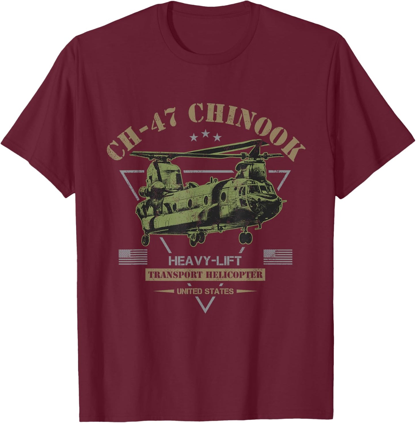 CH-47 Chinook Helicopter T-Shirt - T-Shirt | Maroon
