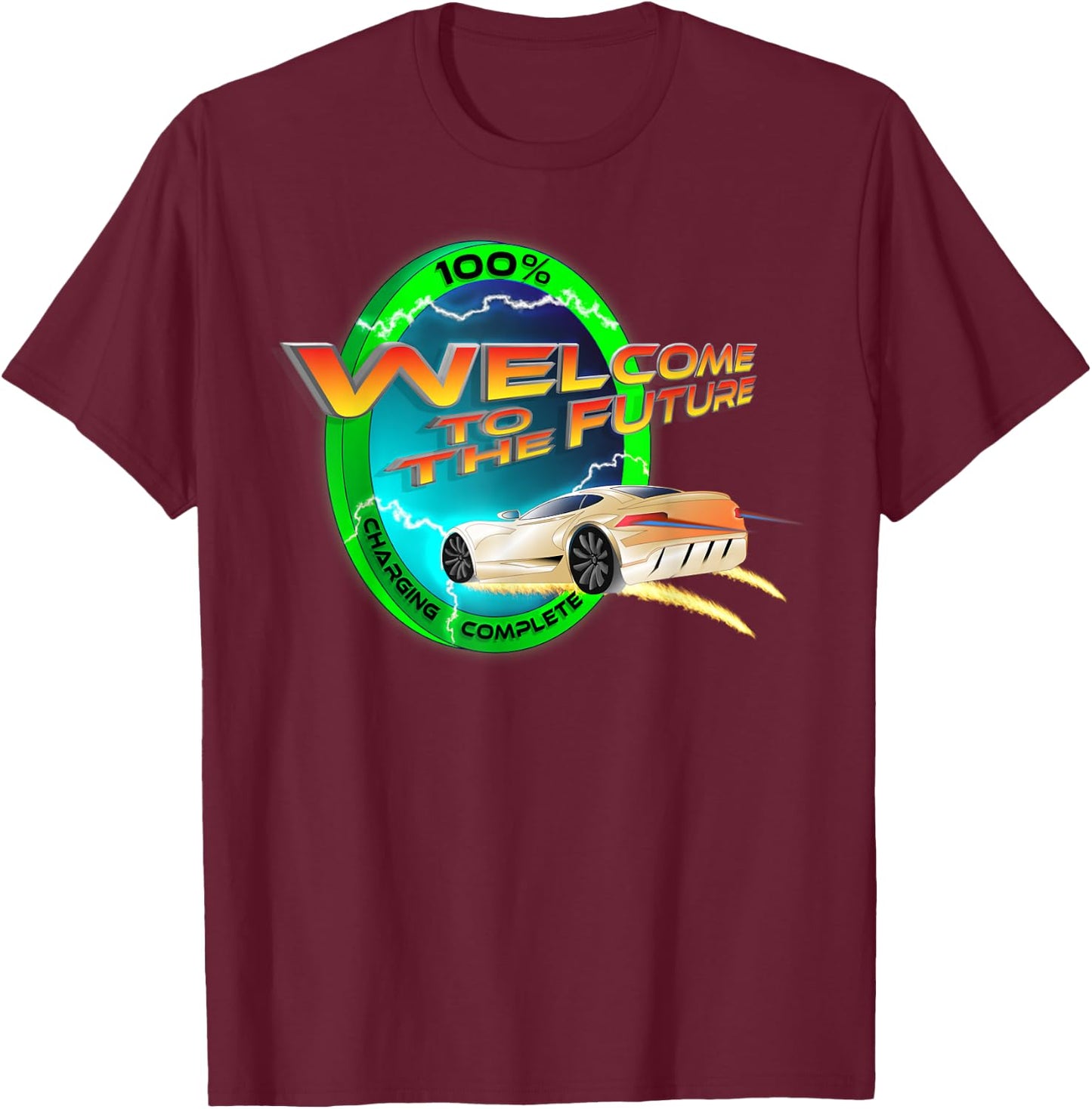 Electric car e-mobility Welcome to the Future Gift T-Shirt - T-Shirt | Maroon