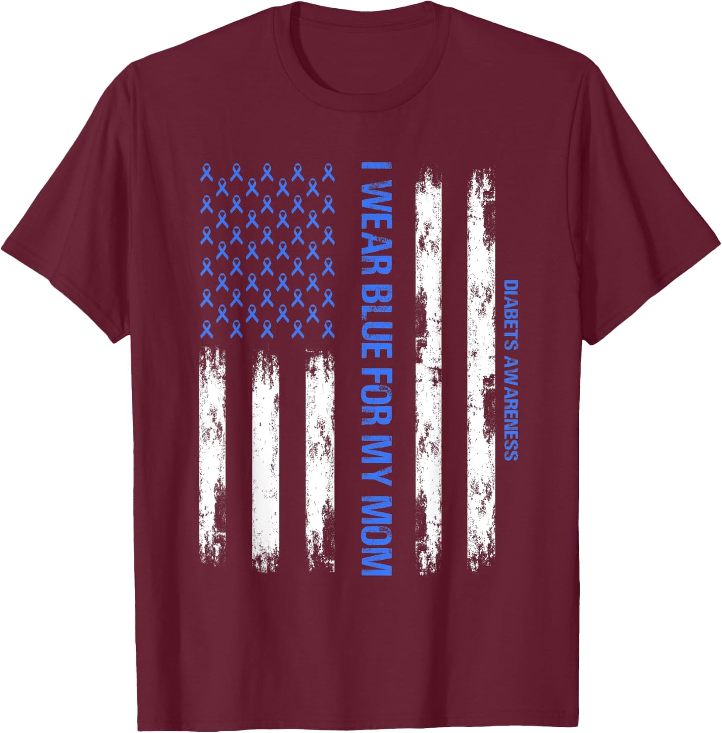 I Wear Blue For My Mom Diabetes Awareness Toddler Son Boys T-Shirt - T-Shirt | Maroon